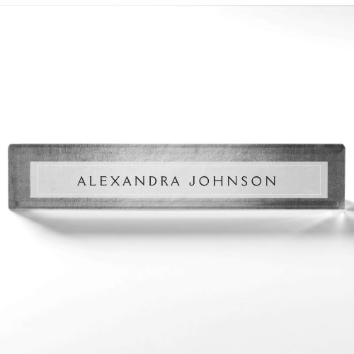 Luxury Silver Professional Foil Modern Desk Name Plate