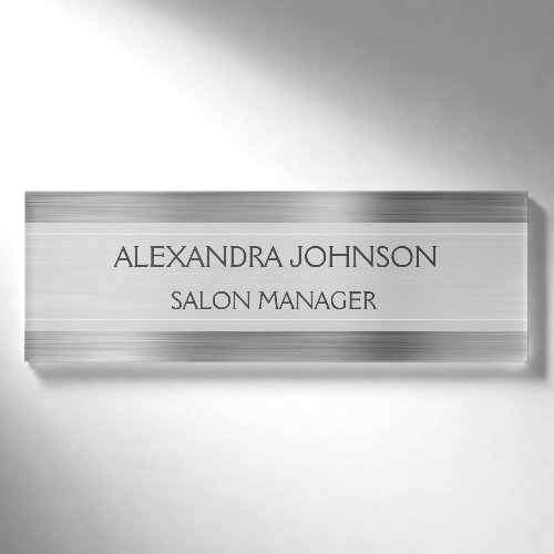 Luxury Silver Professional Foil Modern Name Tag