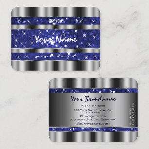 Luxury Silver Royal Blue Sparkle Glitter Elegance Business Card