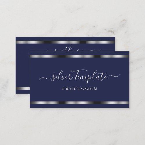 Luxury Silver Signature Handlettering Font Chic  Business Card