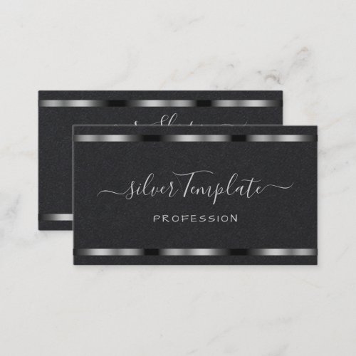 Luxury Silver Signature Handlettering Font Chic  Business Card