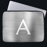 Luxury Silver Stainless Steel Monogram Laptop Sleeve<br><div class="desc">Luxury Silver Faux Stainless Steel Elegant Monogram Sleeve. This sleeve can be customized to include your initial and first name.</div>