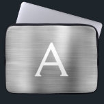 Luxury Silver Stainless Steel Monogram Laptop Sleeve<br><div class="desc">Luxury Silver Faux Stainless Steel Elegant Monogram Sleeve. This sleeve can be customized to include your initial and first name.</div>