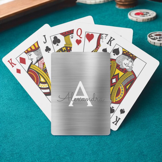 Luxury Silver Stainless Steel Monogram Poker Cards (Creator Uploaded)