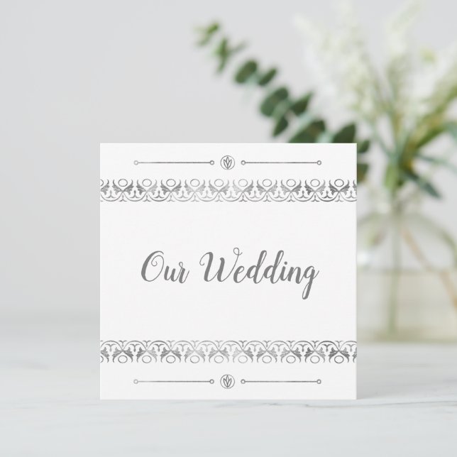 Luxury Silver Wedding Invitation (Standing Front)