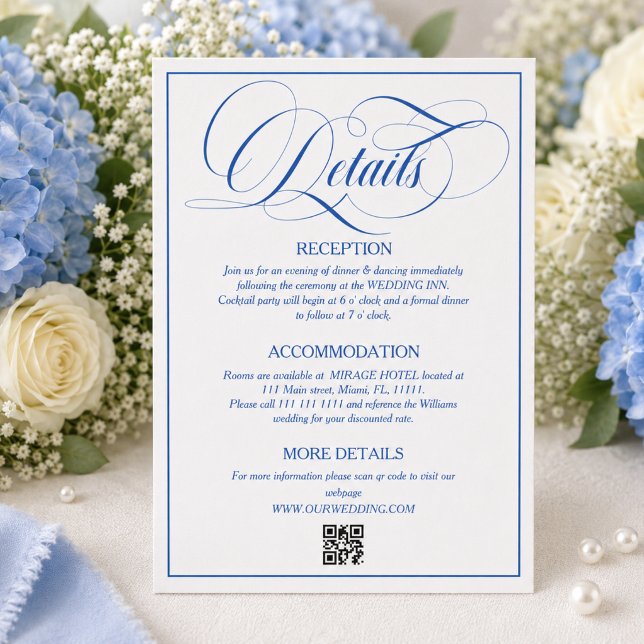 Luxury Simple Blue Wedding Details Enclosure Card (Creator Uploaded)