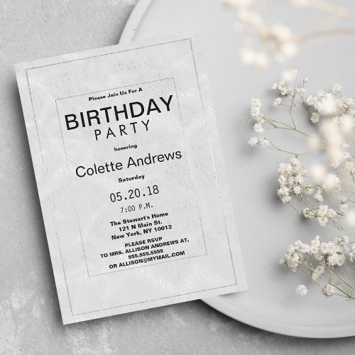Luxury Simple Elegant Silver Glitter Birthday Invitation