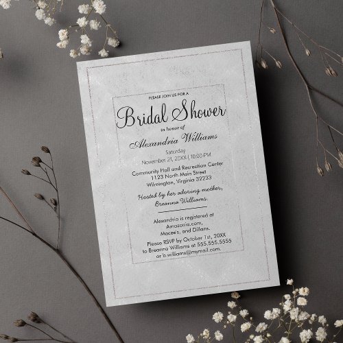 Luxury Simple Elegant Silver Glitter Bridal Shower Invitation