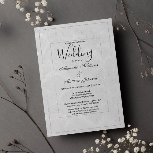 Luxury Simple Elegant Silver Glitter Wedding Invitation