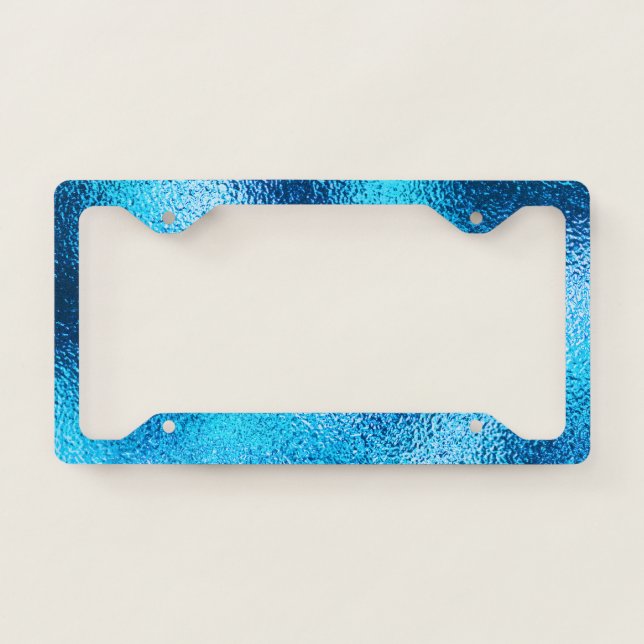 Luxury simple Trendy faux metallic blue foil License Plate Frame (Front)