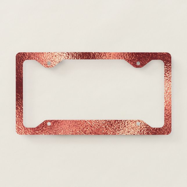 Luxury simple Trendy faux metallic rose gold foil  License Plate Frame (Front)