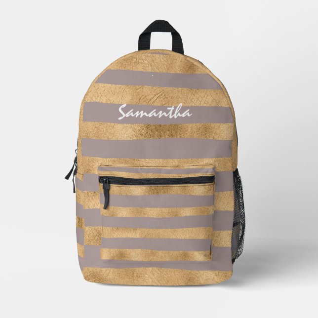 Luxury simulated gold pattern printed backpack (Front)