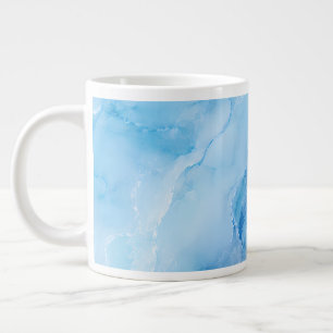 Luxury Sky Blue Marble Abstract Giant Coffee Mug