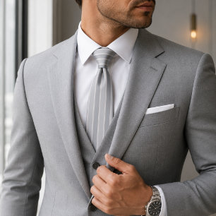 Luxury Slate Blue and Dusty Grey Ribbed Jacquard S Neck Tie