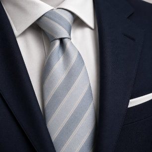 Luxury Slate Blue and Dusty Grey Ribbed Jacquard S Neck Tie