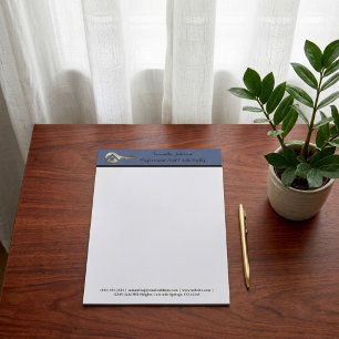 Luxury Slate Blue Gold Key Realtor Professional Letterhead