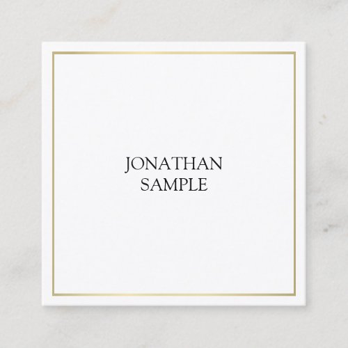 Luxury Sleek Elite Design Trendy Gold Plain Modern Square Business Card