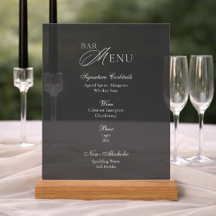 Luxury Smoked Acrylic Bar Menu Sign