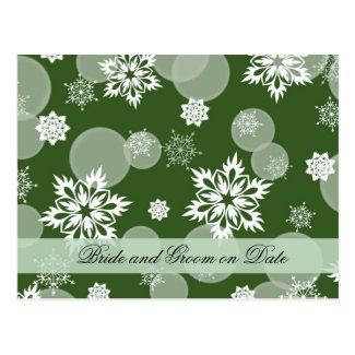 Luxury Snowflakes Winter Green Save date card