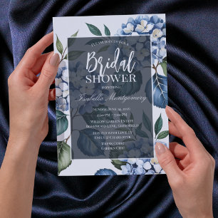 Luxury Soft Blue Hydrangea Bridal Shower Invitation