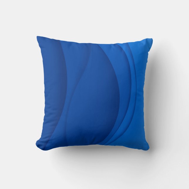 Luxury Soft Blue Wave Throw Pillow (Front)