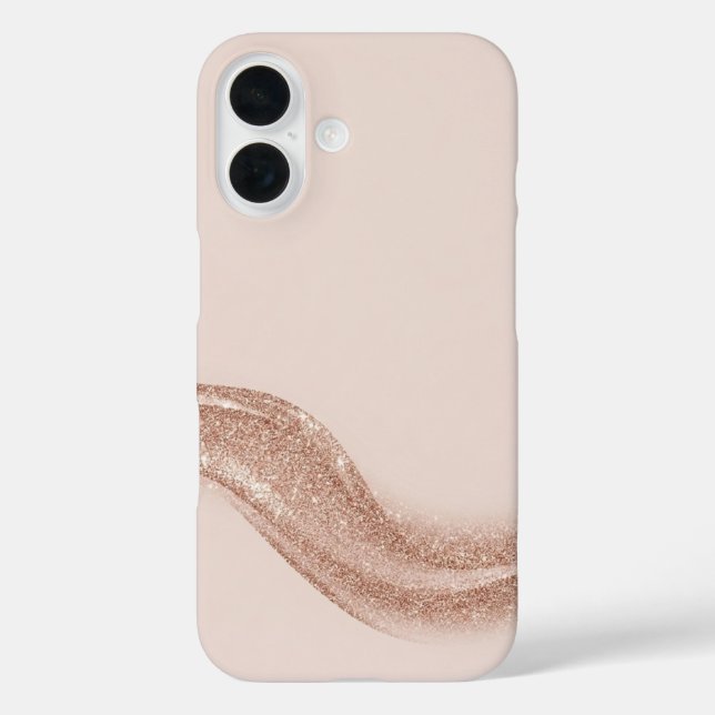 Luxury Soft Blush Matte & Rose Gold Glitter Wave  Case-Mate iPhone Case (Back)