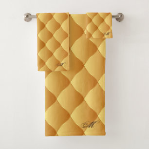 Luxury Soft Gold Monogrammed Customize Bath Towel Set