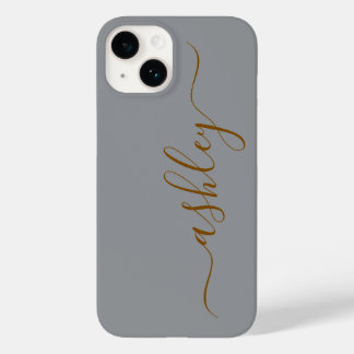 Luxury Soft Gray Phone Case with Custom Name.