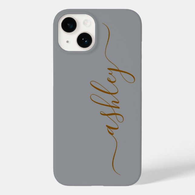 Luxury Soft Gray  Phone Case with Custom Name. (Back)