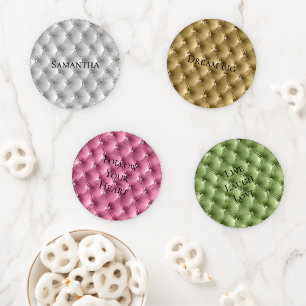 Luxury Soft Grey Gold Pink Sage Faux Velvet Coaster Set