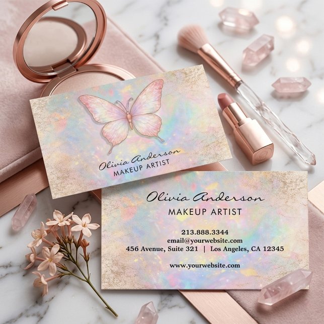 Luxury Soft Opal logo Butterfly Chic               Business Card (Creator Uploaded)