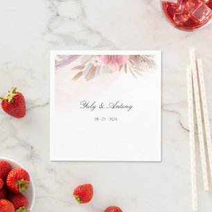 Luxury Soft Pink Floral Cocktail Paper Party Napkins
