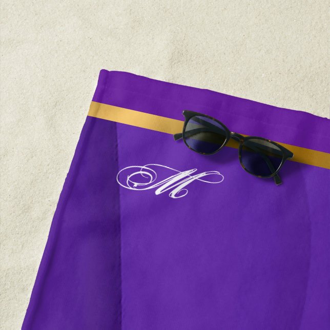 Luxury Soft Purple Gold Wave Customize Beach Towel (In Situ)
