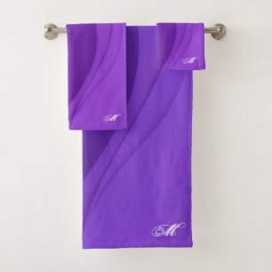 Luxury Soft Purple Wave Customize Bath Towel Set
