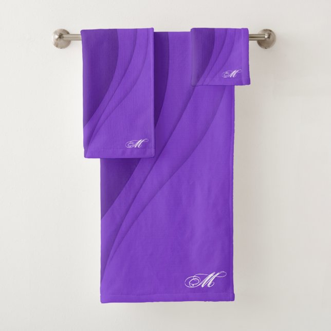 Luxury Soft Purple Wave Customize Bath Towel Set (Insitu)