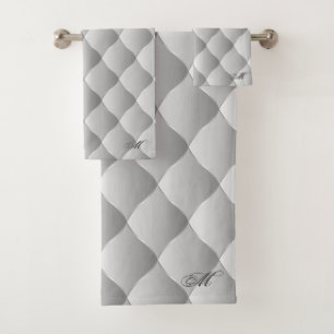 Luxury Soft Silver Monogrammed Customize Bath Towel Set