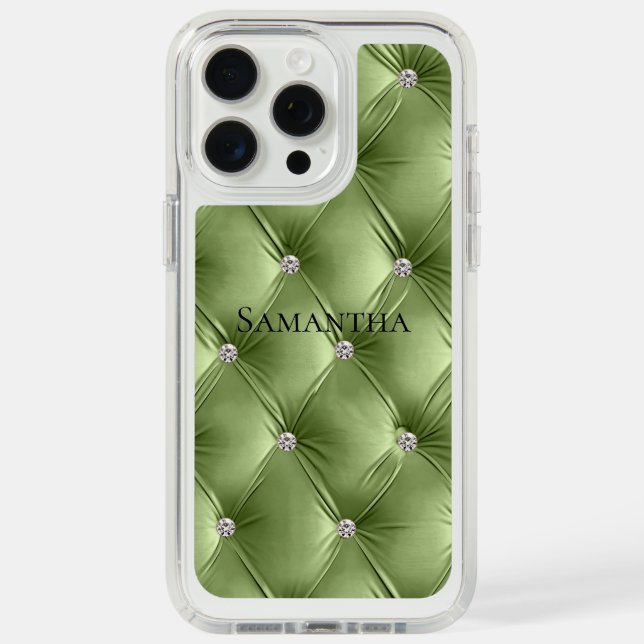 Luxury Soft Warm Sage Green Faux Velvet  Speck iPhone Case (Front (White Titanium))