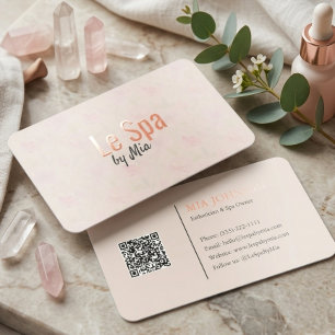 Luxury Spa Business Card Rose Gold Floral Design