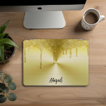 Luxury Sparkle Gold Dripping Glitter Personalized<br><div class="desc">Beautiful Luxury Sparkle Gold Dripping Glitter With Brushed Metal Texture Design Personalized iPad Pro Cover</div>