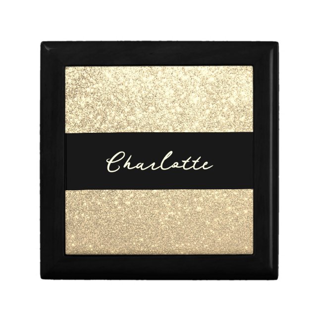 Luxury Sparkle Gold Glitter Name Gift Box (Front)