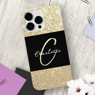 Luxury Sparkle Gold Glitter Name iPhone 14 Pro Max Case