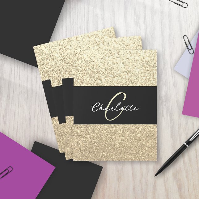 Luxury Sparkle Gold Glitter Name Pocket Folder (Creator Uploaded)