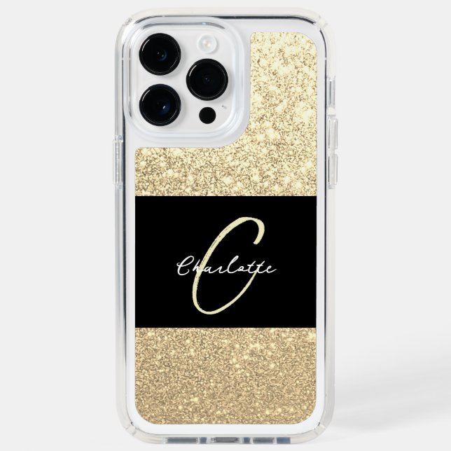 Luxury Sparkle Gold Glitter Name Speck iPhone Case (Front)