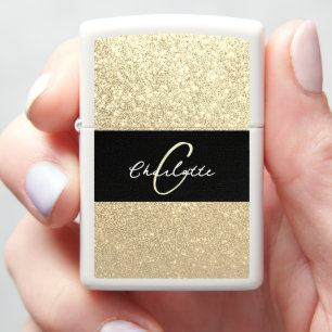 Luxury Sparkle Gold Glitter Name Zippo Lighter