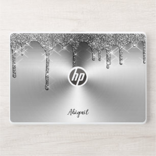 Luxury Sparkle Gray Dripping Glitter Personalized, HP Laptop Skin