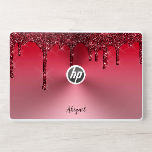 Luxury Sparkle Red Dripping Glitter Personalized, HP Laptop Skin