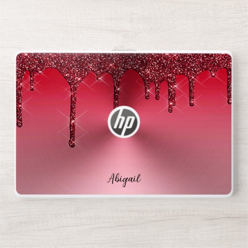 Luxury Sparkle Red Dripping Glitter Personalized HP Laptop Skin