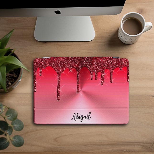 Luxury Sparkle Red Dripping Glitter Personalized, iPad Pro Cover (Creator Uploaded)
