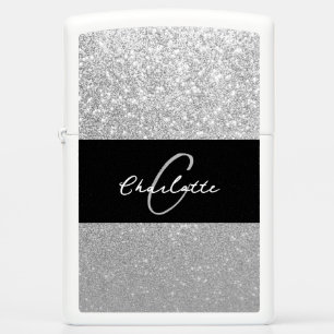 Luxury Sparkle Silver Glitter Name Zippo Lighter