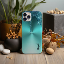 Luxury Sparkle Teal Dripping Glitter Personalized,
